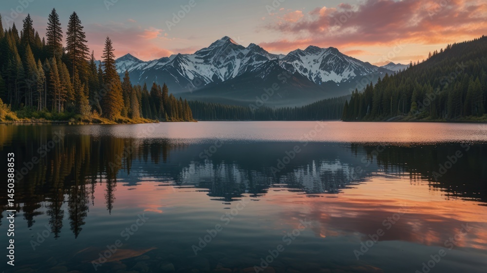 Fototapeta premium Mountain Lake Sunset