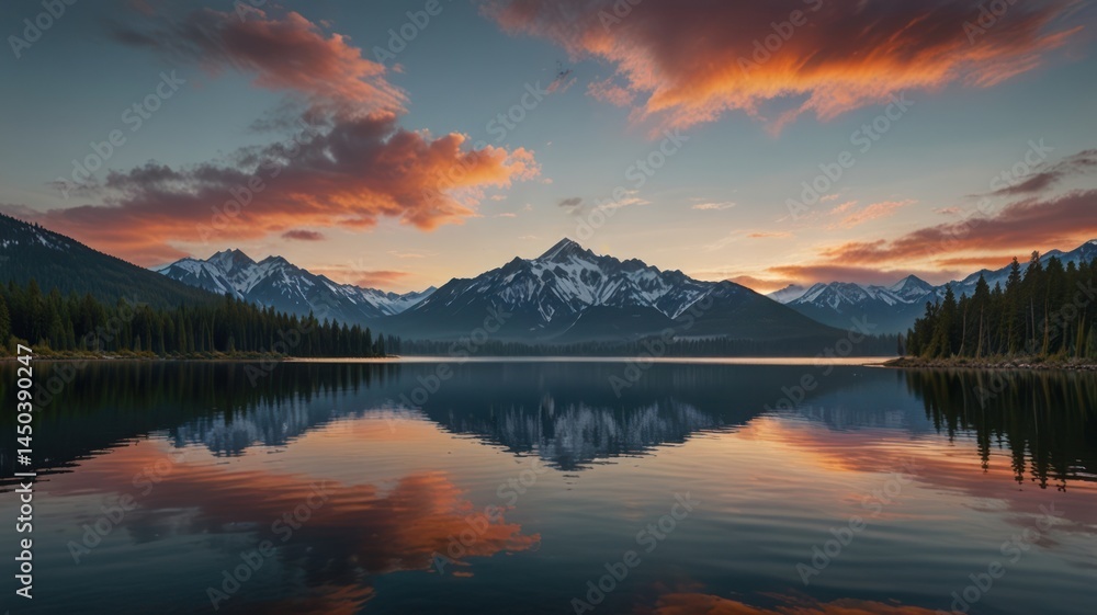 Fototapeta premium Mountain Lake Sunset