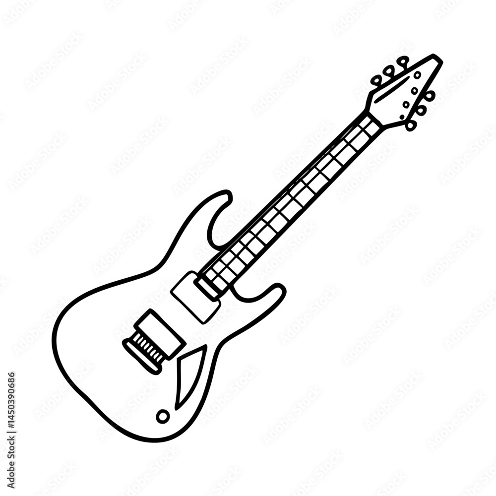 Naklejka premium electric guitar icon, electric guitar line art - simple line art of electric guitar, perfect for electric guitar logos and icons