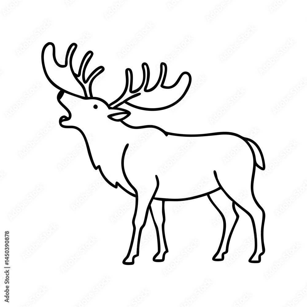 elk bugling icon, elk bugling line art - simple line art of elk bugling, perfect for elk bugling logos and icons elk bugling icon, elk bugling line art - simple line art of elk bugling, perfect for elk bugling logos and icons