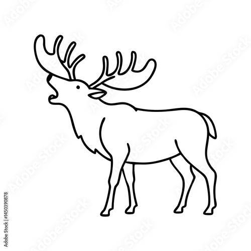 elk bugling icon, elk bugling line art - simple line art of elk bugling, perfect for elk bugling logos and icons