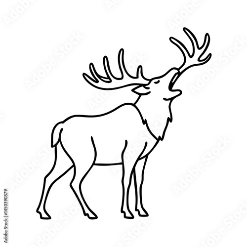 elk bugling icon, elk bugling line art - simple line art of elk bugling, perfect for elk bugling logos and icons
