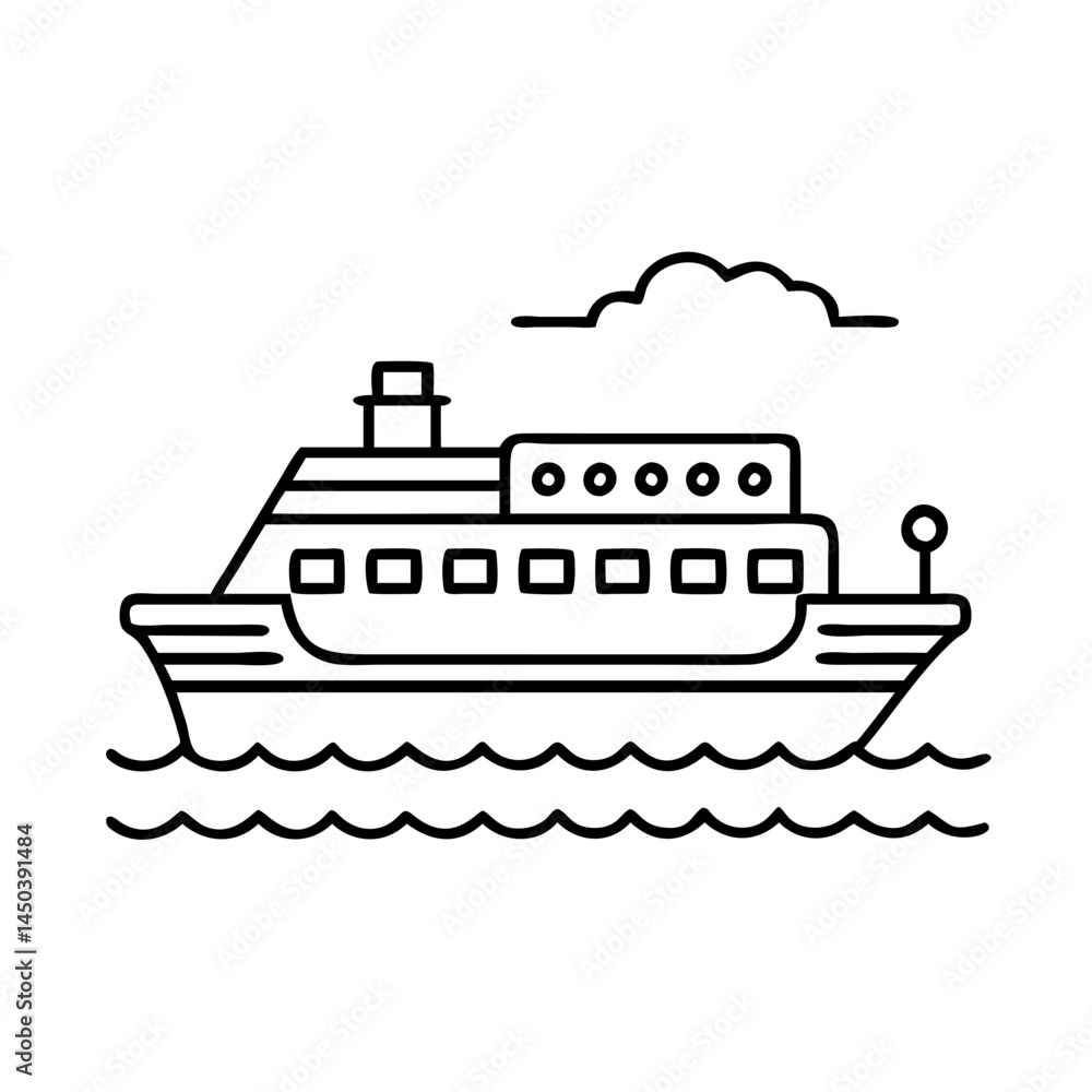 Fototapeta premium ferry boat icon, ferry boat line art - simple line art of ferry boat, perfect for ferry boat logos and icons