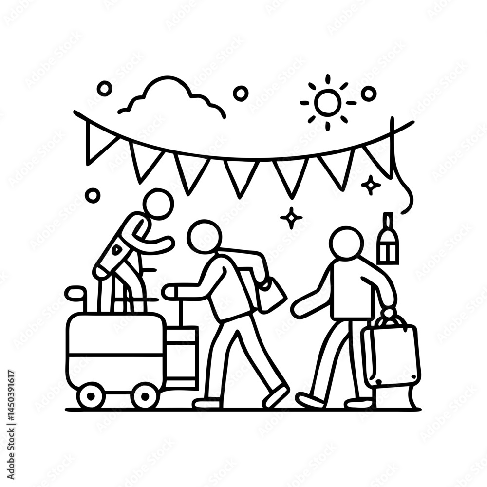 festival travel icon, festival travel line art - simple line art of festival travel, perfect for festival travel logos and icons festival travel icon, festival travel line art - simple line art of festival travel, perfect for festival travel logos and icons
