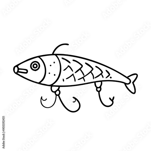 fishing bait minnow icon, fishing bait minnow line art - simple line art of fishing bait minnow, perfect for fishing bait minnow logos and icons