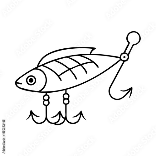 fishing bait minnow icon, fishing bait minnow line art - simple line art of fishing bait minnow, perfect for fishing bait minnow logos and icons