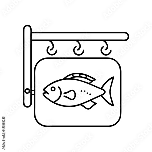 fishing tackle store sign icon, fishing tackle store sign line art - simple line art of fishing tackle store sign, perfect for fishing tackle store sign logos and icons