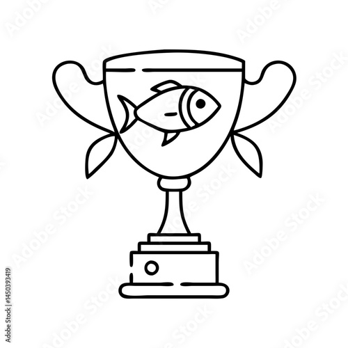 fishing tournament trophy icon, fishing tournament trophy line art - simple line art of fishing tournament trophy, perfect for fishing tournament trophy logos and icons