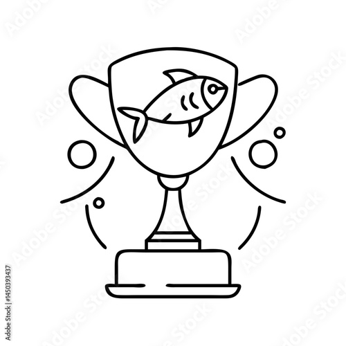 fishing tournament trophy icon, fishing tournament trophy line art - simple line art of fishing tournament trophy, perfect for fishing tournament trophy logos and icons