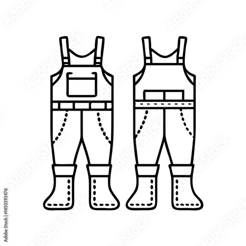 fishing waders icon, fishing waders line art - simple line art of fishing waders, perfect for fishing waders logos and icons