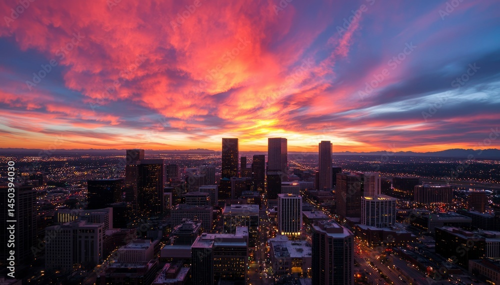 Fototapeta premium City skyline sunset view