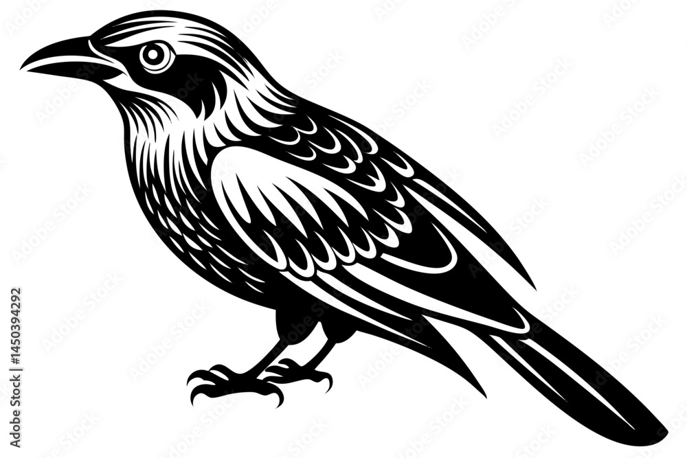 Obraz premium Cute Bird Line Art Vector – Minimalist Bird Illustration, Logo Icon & Clip art on White Background