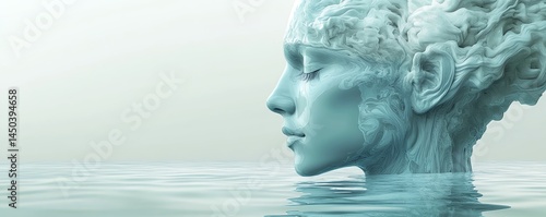Obraz na płótnie Serene woman's face emerging from water. w salonie