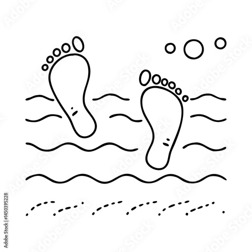 footprints on a beach icon, footprints on a beach line art - simple line art of footprints on a beach, perfect for footprints on a beach logos and icons