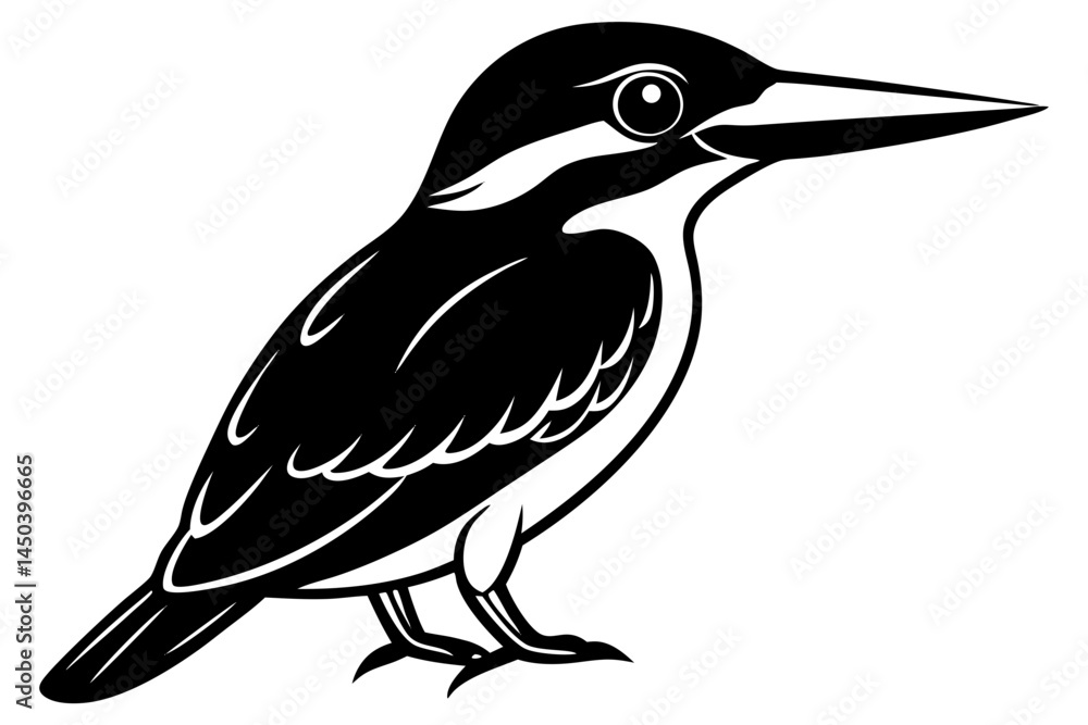 Obraz premium Cute Bird Line Art Vector – Minimalist Bird Illustration, Logo Icon & Clip art on White Background