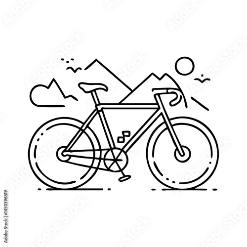 gravel bike icon, gravel bike line art - simple line art of gravel bike, perfect for gravel bike logos and icons