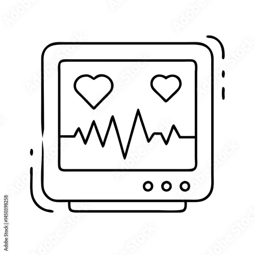 heart rate monitor icon, heart rate monitor line art - simple line art of heart rate monitor, perfect for heart rate monitor logos and icons
