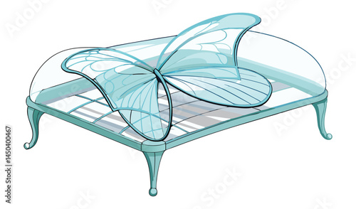 Butterfly on the Platform: An artistic butterfly delicately perched on a refined platform, embodying the serenity and beauty of nature.