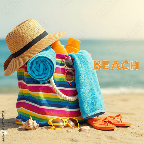 Beach essentials ready for a perfect summer day