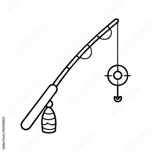 ice fishing rod icon, ice fishing rod line art - simple line art of ice fishing rod, perfect for ice fishing rod logos and icons