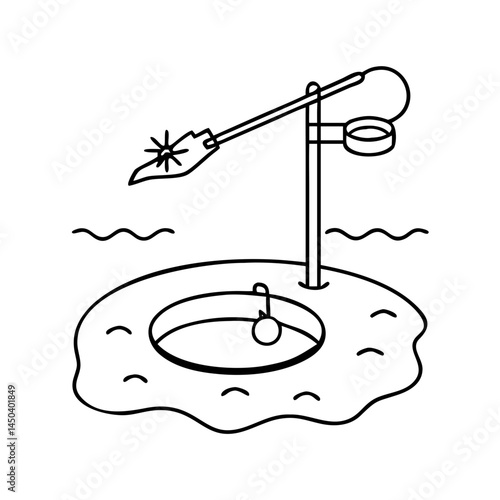 ice fishing hole icon, ice fishing hole line art - simple line art of ice fishing hole, perfect for ice fishing hole logos and icons