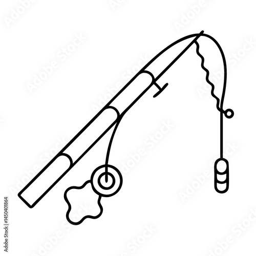 ice fishing rod icon, ice fishing rod line art - simple line art of ice fishing rod, perfect for ice fishing rod logos and icons