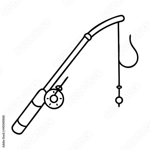ice fishing rod icon, ice fishing rod line art - simple line art of ice fishing rod, perfect for ice fishing rod logos and icons