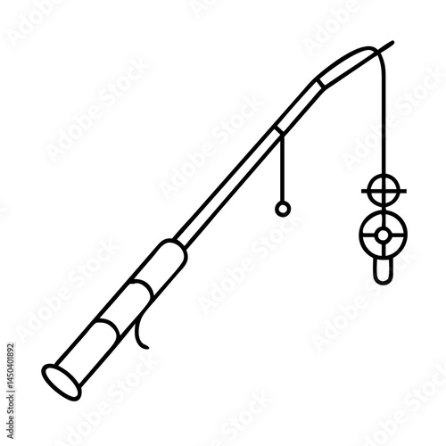 ice fishing rod icon, ice fishing rod line art - simple line art of ice fishing rod, perfect for ice fishing rod logos and icons