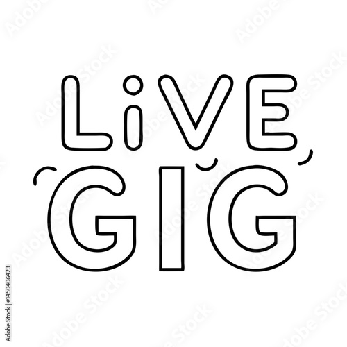 live gig text icon, live gig text line art - simple line art of live gig text, perfect for live gig text logos and icons