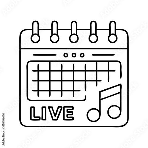 live music calendar icon, live music calendar line art - simple line art of live music calendar, perfect for live music calendar logos and icons