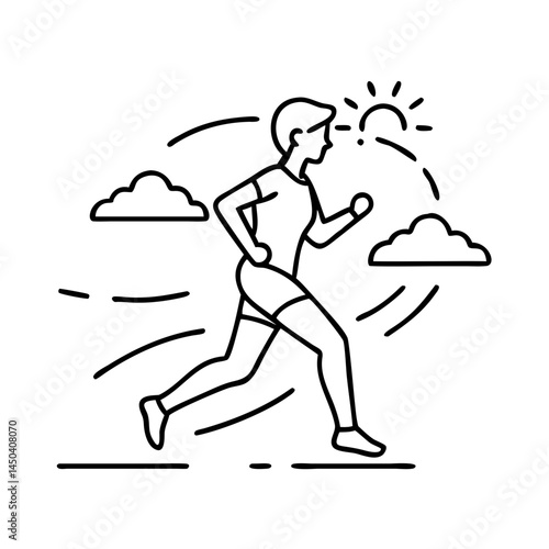 morning jog icon, morning jog line art - simple line art of morning jog, perfect for morning jog logos and icons
