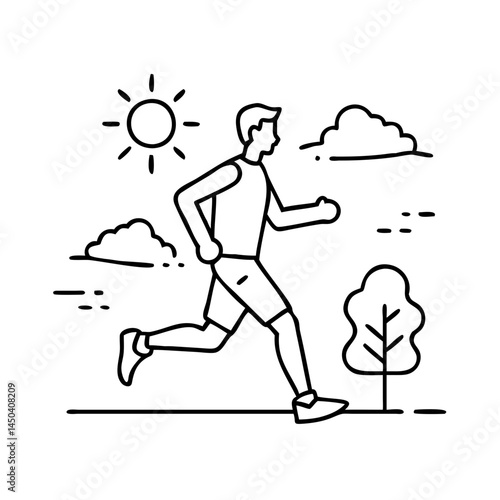 morning jog icon, morning jog line art - simple line art of morning jog, perfect for morning jog logos and icons
