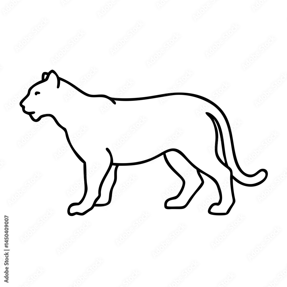 Obraz premium mountain lion silhouette icon, mountain lion silhouette line art - simple line art of mountain lion silhouette, perfect for mountain lion silhouette logos and icons