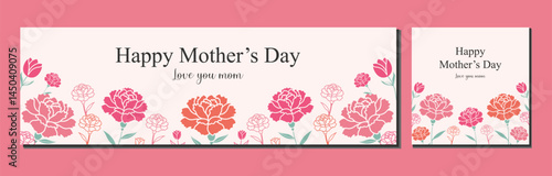 Mother's day banner design with beautiful Carnation flowers 