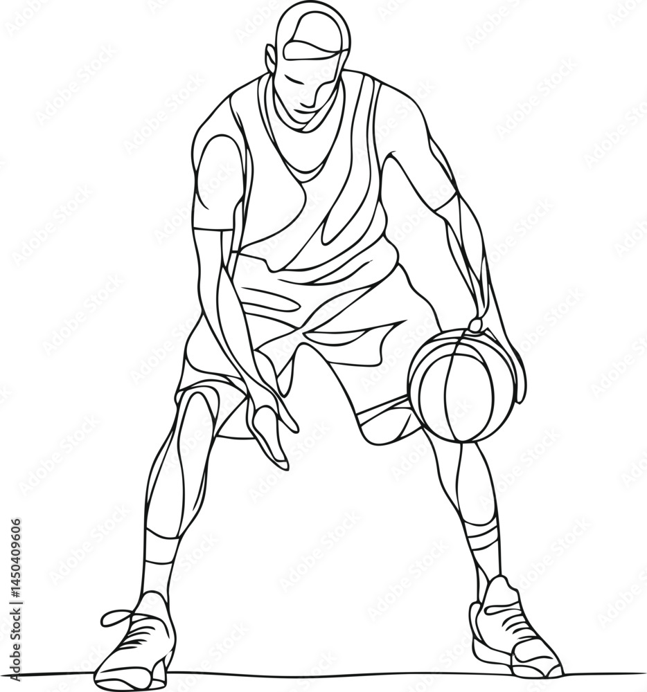 Fototapeta premium African American Basketball Player Dribbling – Abstract Line Art SVG for Sports Posters, Fitness Promotions, and Urban Youth Campaigns