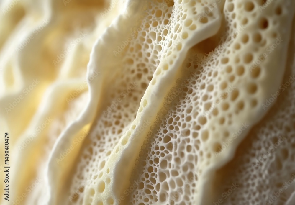 Creamy white textured surface with wavy patterns and holes. Creamy white textured surface with wavy patterns and holes.