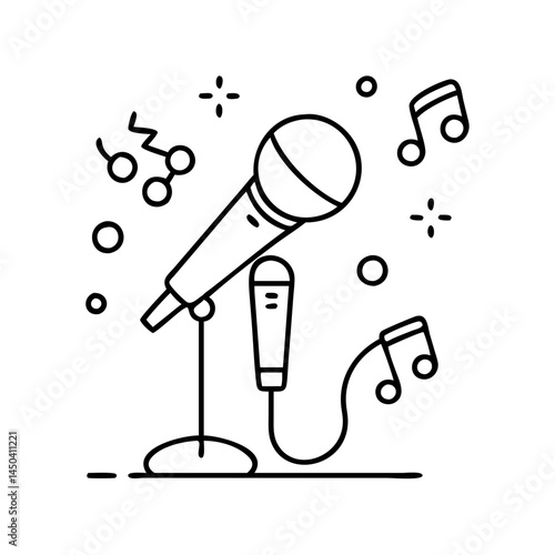 open mic night icon, open mic night line art - simple line art of open mic night, perfect for open mic night logos and icons