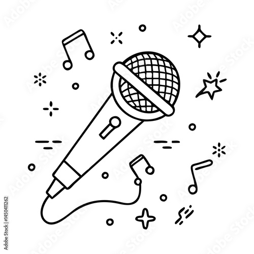 open mic night icon, open mic night line art - simple line art of open mic night, perfect for open mic night logos and icons