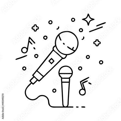 open mic night icon, open mic night line art - simple line art of open mic night, perfect for open mic night logos and icons