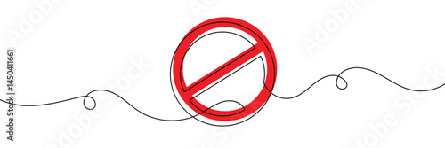 Linear prohibition continuous sign vector. Stop sign drawn line. The no sign is a continuous line. Vector linear design ban .Vector Illustration .EPS 10 .