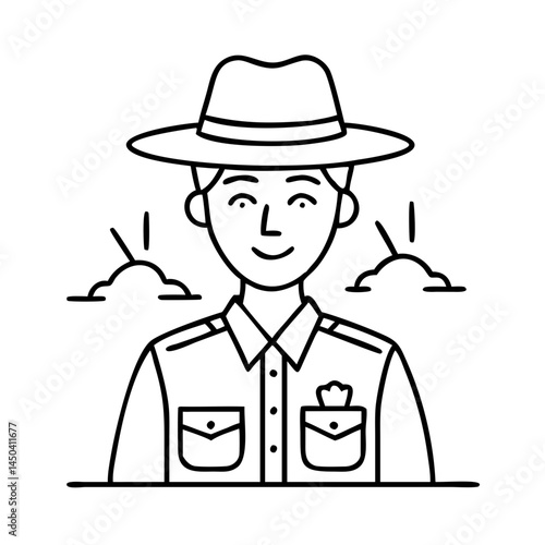 park ranger icon, park ranger line art - simple line art of park ranger, perfect for park ranger logos and icons