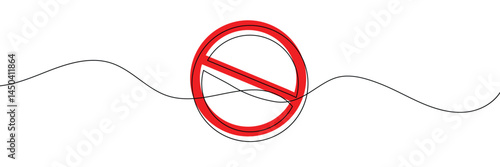 Linear prohibition continuous sign vector. Stop sign drawn line. The no sign is a continuous line. Vector linear design ban .Vector Illustration .EPS 10 .