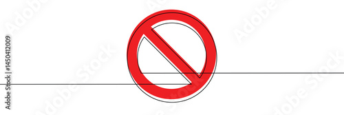 Linear prohibition continuous sign vector. Stop sign drawn line. The no sign is a continuous line. Vector linear design ban .Vector Illustration .EPS 10 .