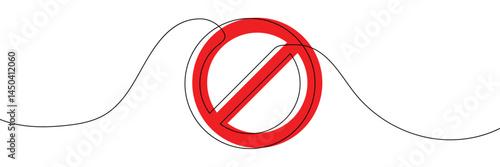 Linear prohibition continuous sign vector. Stop sign drawn line. The no sign is a continuous line. Vector linear design ban .Vector Illustration .EPS 10 .