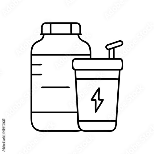 protein shake bottle icon, protein shake bottle line art - simple line art of protein shake bottle, perfect for protein shake bottle logos and icons
