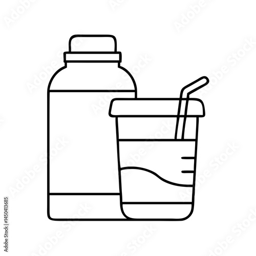 protein shake bottle icon, protein shake bottle line art - simple line art of protein shake bottle, perfect for protein shake bottle logos and icons