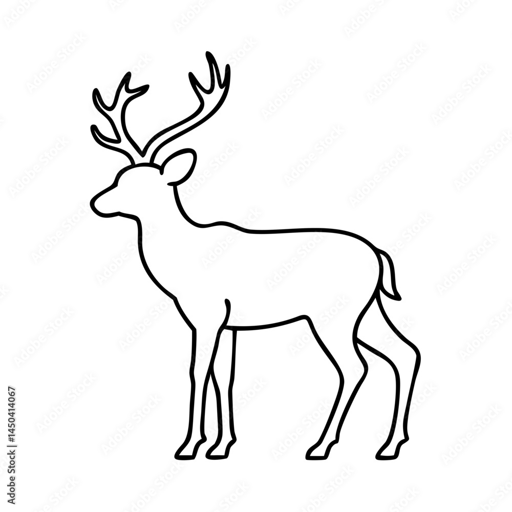 Obraz premium deer silhouette icon, deer silhouette line art - simple line art of deer silhouette, perfect for deer silhouette logos and icons