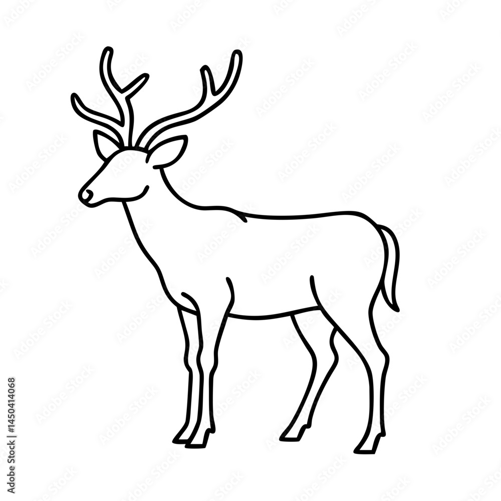 Fototapeta premium deer silhouette icon, deer silhouette line art - simple line art of deer silhouette, perfect for deer silhouette logos and icons