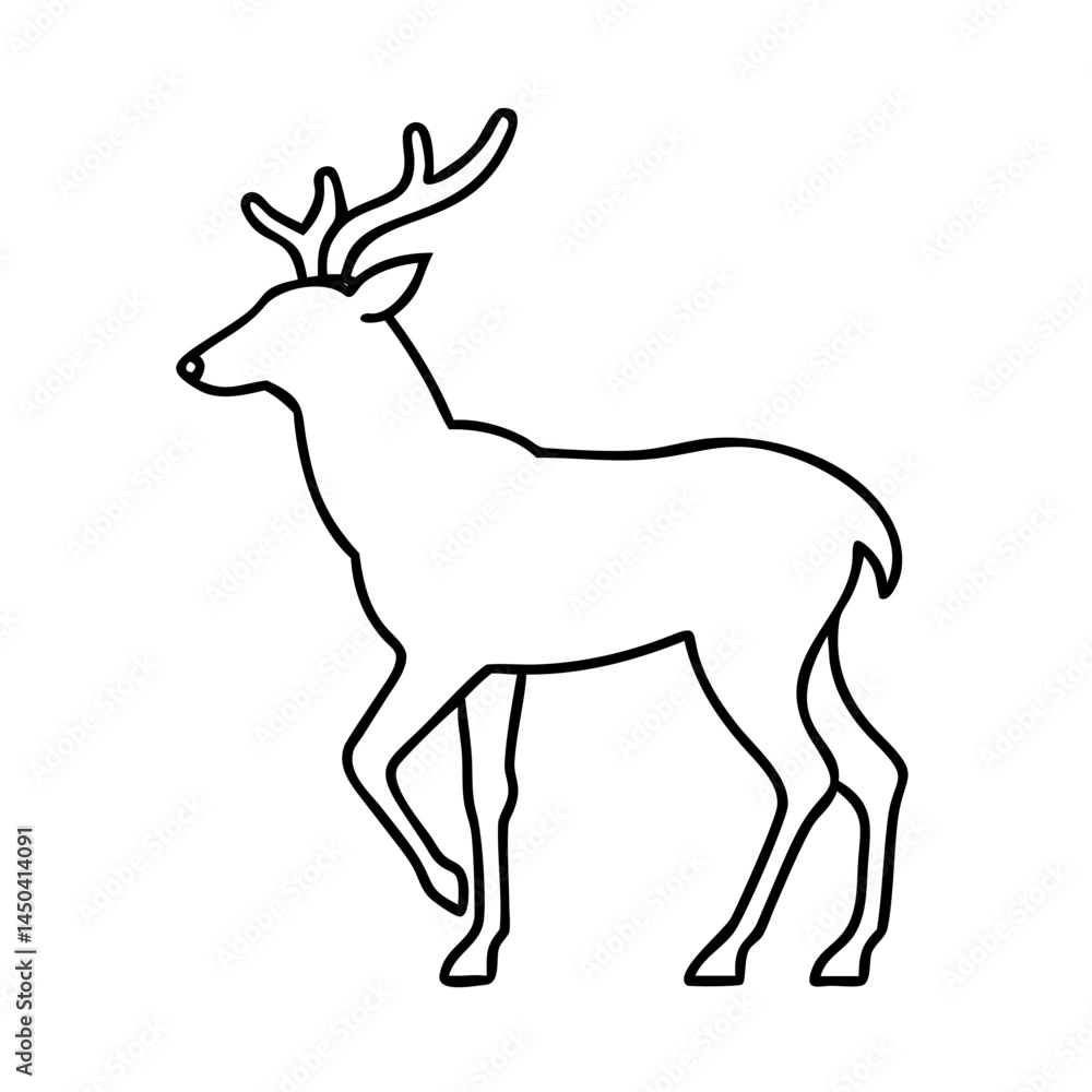 Fototapeta premium deer silhouette icon, deer silhouette line art - simple line art of deer silhouette, perfect for deer silhouette logos and icons