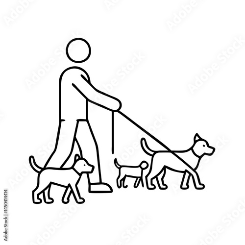 dog walker icon, dog walker line art - simple line art of dog walker, perfect for dog walker logos and icons